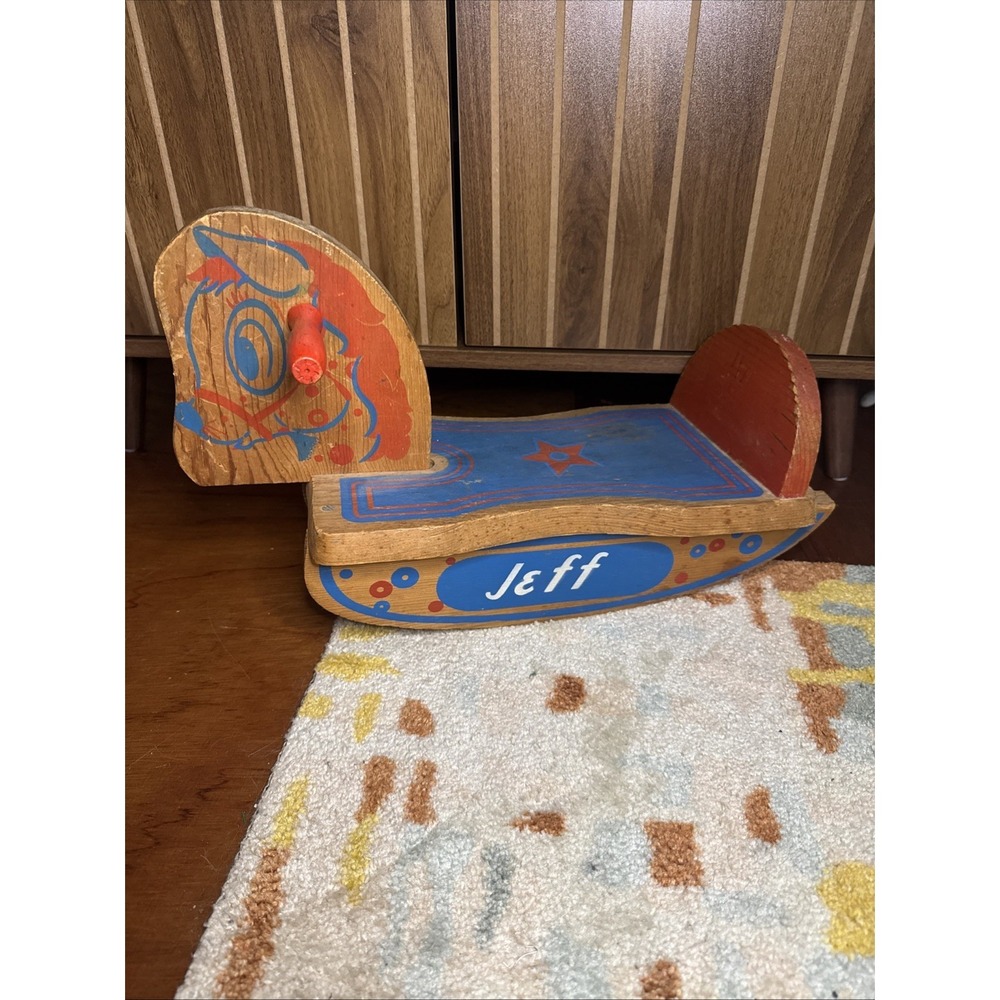 1950's Child's "Jeff" Wooden Rocking Horse Mid Century Toy